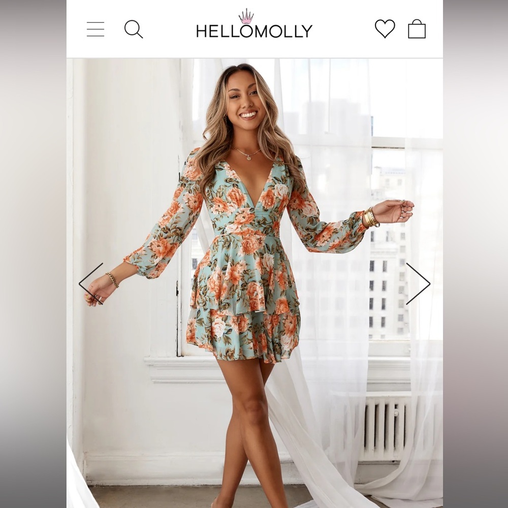 Hello Molly light teal floral dress XS NWT